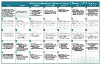 Activity Calendar of Golden Palms Retirement, Assisted Living, Nursing Home, Independent Living, CCRC, Harlingen, TX 1