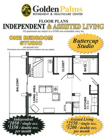 Floorplan of Golden Palms Retirement, Assisted Living, Nursing Home, Independent Living, CCRC, Harlingen, TX 3