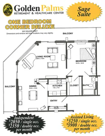 Floorplan of Golden Palms Retirement, Assisted Living, Nursing Home, Independent Living, CCRC, Harlingen, TX 7