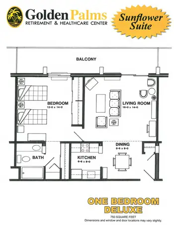 Floorplan of Golden Palms Retirement, Assisted Living, Nursing Home, Independent Living, CCRC, Harlingen, TX 8