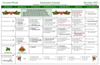 Activity Calendar of Covenant Woods, Assisted Living, Nursing Home, Independent Living, CCRC, Mechanicsville, VA 12