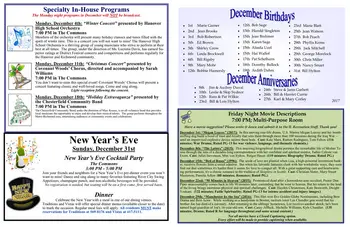 Activity Calendar of Covenant Woods, Assisted Living, Nursing Home, Independent Living, CCRC, Mechanicsville, VA 18