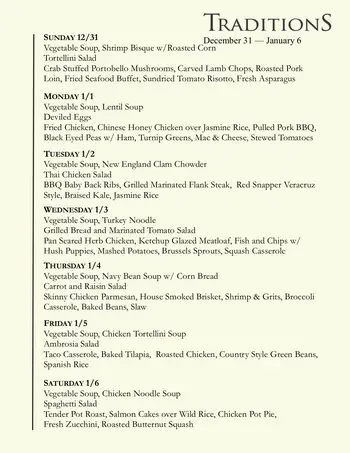 Dining menu of Covenant Woods, Assisted Living, Nursing Home, Independent Living, CCRC, Mechanicsville, VA 10