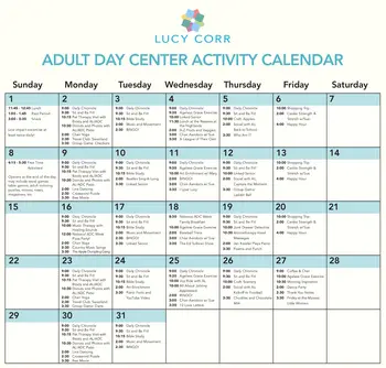 Activity Calendar of Lucy Corr, Assisted Living, Nursing Home, Independent Living, CCRC, Chesterfield, VA 1