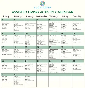 Activity Calendar of Lucy Corr, Assisted Living, Nursing Home, Independent Living, CCRC, Chesterfield, VA 2