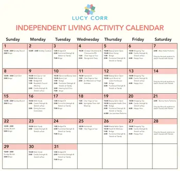 Activity Calendar of Lucy Corr, Assisted Living, Nursing Home, Independent Living, CCRC, Chesterfield, VA 3