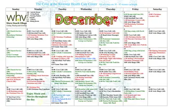 Activity Calendar of Warm Hearth Village, Assisted Living, Nursing Home, Independent Living, CCRC, Blacksburg, VA 4