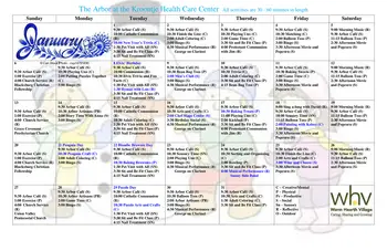Activity Calendar of Warm Hearth Village, Assisted Living, Nursing Home, Independent Living, CCRC, Blacksburg, VA 12