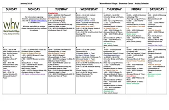 Activity Calendar of Warm Hearth Village, Assisted Living, Nursing Home, Independent Living, CCRC, Blacksburg, VA 17