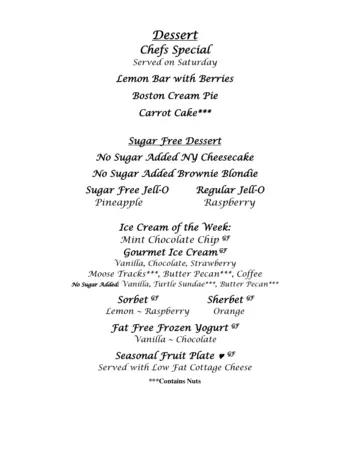 Dining menu of The Woodlands, Assisted Living, Nursing Home, Independent Living, CCRC, Fairfax, VA 16