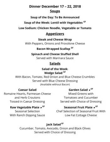 Dining menu of The Woodlands, Assisted Living, Nursing Home, Independent Living, CCRC, Fairfax, VA 17
