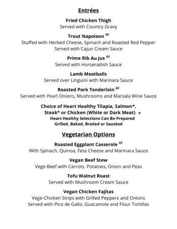 Dining menu of The Woodlands, Assisted Living, Nursing Home, Independent Living, CCRC, Fairfax, VA 18