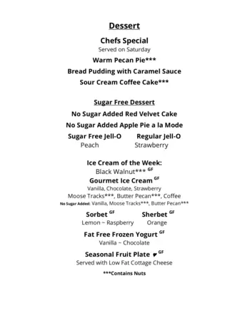 Dining menu of The Woodlands, Assisted Living, Nursing Home, Independent Living, CCRC, Fairfax, VA 8
