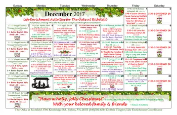 Activity Calendar of Richfield, Assisted Living, Nursing Home, Independent Living, CCRC, Salem, VA 8