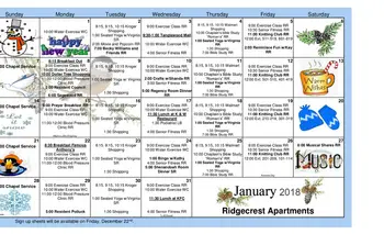 Activity Calendar of Richfield, Assisted Living, Nursing Home, Independent Living, CCRC, Salem, VA 16