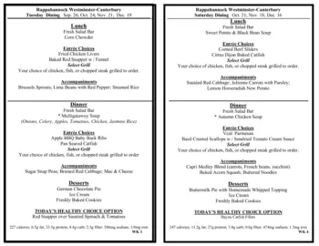 Dining menu of Rappahannock Westminster Canterbury, Assisted Living, Nursing Home, Independent Living, CCRC, Irvington, VA 4