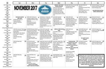 Activity Calendar of Rappahannock Westminster Canterbury, Assisted Living, Nursing Home, Independent Living, CCRC, Irvington, VA 8