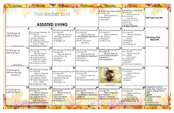 Activity Calendar of The Virginian, Assisted Living, Nursing Home, Independent Living, CCRC, Fairfax, VA 1