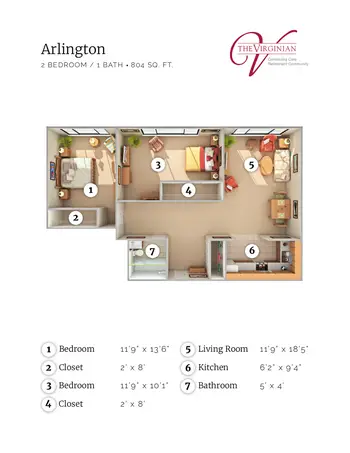 Floorplan of The Virginian, Assisted Living, Nursing Home, Independent Living, CCRC, Fairfax, VA 4