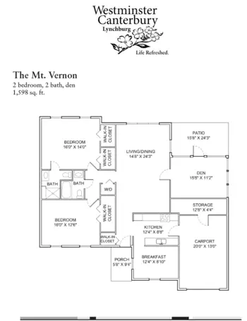 Floorplan of Westminster Canterbury, Assisted Living, Nursing Home, Independent Living, CCRC, Lynchburg, VA 7