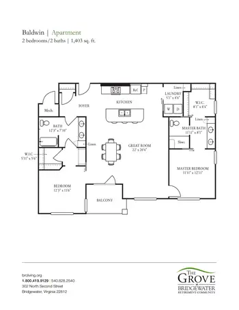 Floorplan of Bridgewater Retirement Community, Assisted Living, Nursing Home, Independent Living, CCRC, Bridgewater, VA 2