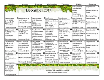 Activity Calendar of Bridgewater Retirement Community, Assisted Living, Nursing Home, Independent Living, CCRC, Bridgewater, VA 5