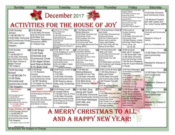 Activity Calendar of Bridgewater Retirement Community, Assisted Living, Nursing Home, Independent Living, CCRC, Bridgewater, VA 6