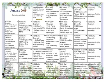 Activity Calendar of Bridgewater Retirement Community, Assisted Living, Nursing Home, Independent Living, CCRC, Bridgewater, VA 10