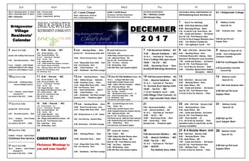 Activity Calendar of Bridgewater Retirement Community, Assisted Living, Nursing Home, Independent Living, CCRC, Bridgewater, VA 20