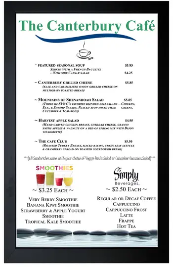 Dining menu of Shenandoah Valley Westminster Canterbury, Assisted Living, Nursing Home, Independent Living, CCRC, Winchester, VA 3