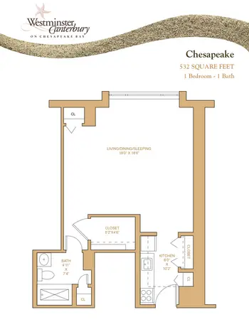 Floorplan of Westminster Canterbury on Chesapeake Bay, Assisted Living, Nursing Home, Independent Living, CCRC, Virginia Beach, VA 2