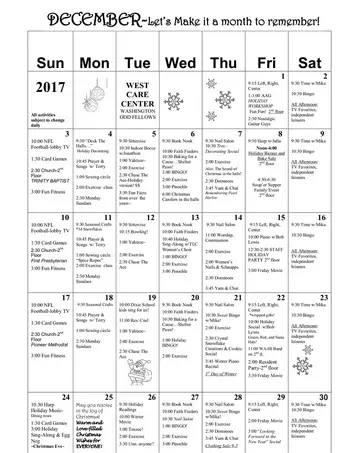 Activity Calendar of Odd Fellows, Assisted Living, Nursing Home, Independent Living, CCRC, Walla Walla, WA 5