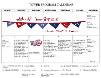 Activity Calendar of Bayview Seattle, Assisted Living, Nursing Home, Independent Living, CCRC, Seattle, WA 2