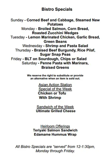 Dining menu of Horizon House, Assisted Living, Nursing Home, Independent Living, CCRC, Seattle, WA 1