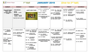 Activity Calendar of Horizon House, Assisted Living, Nursing Home, Independent Living, CCRC, Seattle, WA 6