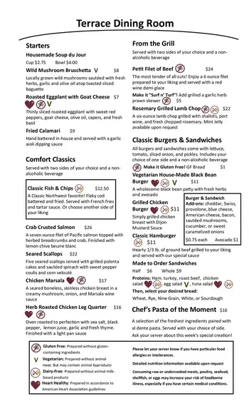 Dining menu of Horizon House, Assisted Living, Nursing Home, Independent Living, CCRC, Seattle, WA 2