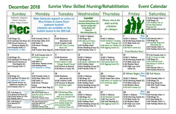 Activity Calendar of Sunrise View, Assisted Living, Nursing Home, Independent Living, CCRC, Everett, WA 8