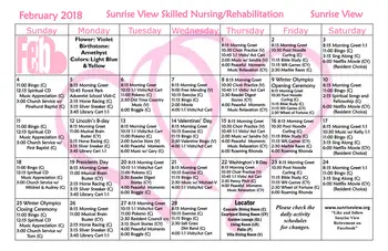 Activity Calendar of Sunrise View, Assisted Living, Nursing Home, Independent Living, CCRC, Everett, WA 10
