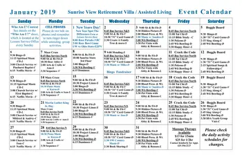 Activity Calendar of Sunrise View, Assisted Living, Nursing Home, Independent Living, CCRC, Everett, WA 13