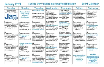 Activity Calendar of Sunrise View, Assisted Living, Nursing Home, Independent Living, CCRC, Everett, WA 12