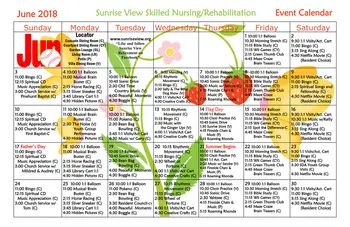 Activity Calendar of Sunrise View, Assisted Living, Nursing Home, Independent Living, CCRC, Everett, WA 16