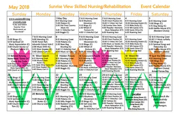 Activity Calendar of Sunrise View, Assisted Living, Nursing Home, Independent Living, CCRC, Everett, WA 20