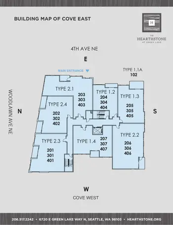 Campus Map of Hearthstone, Assisted Living, Nursing Home, Independent Living, CCRC, Seattle, WA 1