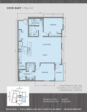 Floorplan of Hearthstone, Assisted Living, Nursing Home, Independent Living, CCRC, Seattle, WA 9