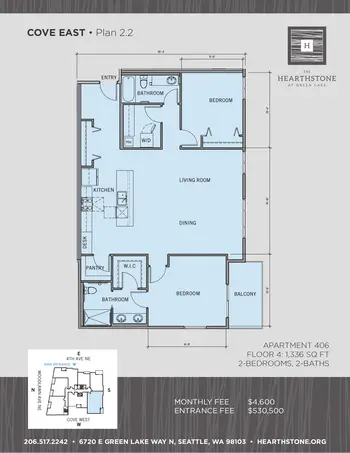 Floorplan of Hearthstone, Assisted Living, Nursing Home, Independent Living, CCRC, Seattle, WA 10