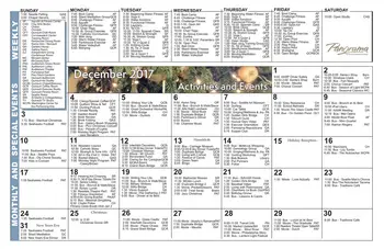 Activity Calendar of Panorama, Assisted Living, Nursing Home, Independent Living, CCRC, Lacey, WA 1