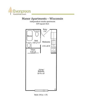 Floorplan of Evergreen, Assisted Living, Nursing Home, Independent Living, CCRC, Oshkosh, WI 8