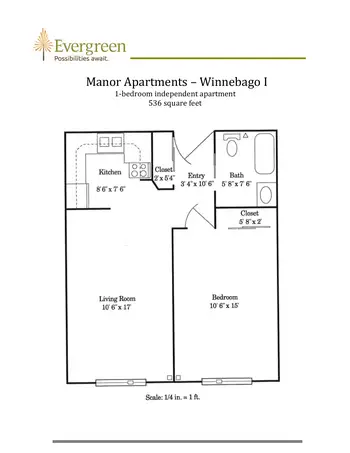 Floorplan of Evergreen, Assisted Living, Nursing Home, Independent Living, CCRC, Oshkosh, WI 9