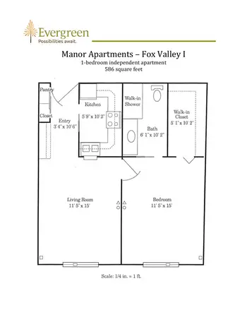 Floorplan of Evergreen, Assisted Living, Nursing Home, Independent Living, CCRC, Oshkosh, WI 10