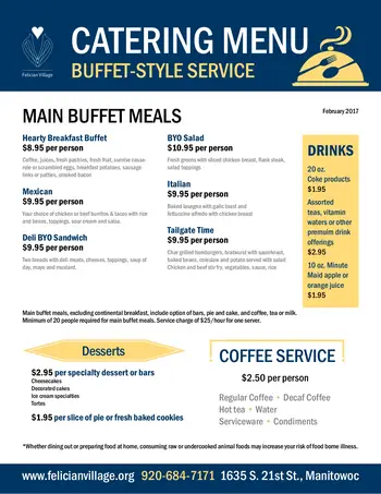 Dining menu of Felician Village, Assisted Living, Nursing Home, Independent Living, CCRC, Manitowoc, WI 1